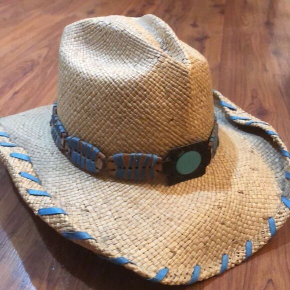 Bullhide beige and turquoise cowboy hat S - Picture 1 of 11